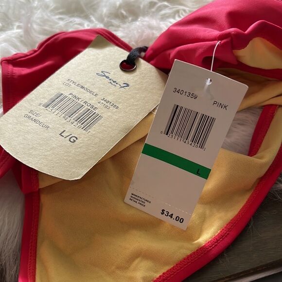 NWT Seven7 pink bikini string halter set Sz-Large - Picture 8 of 11